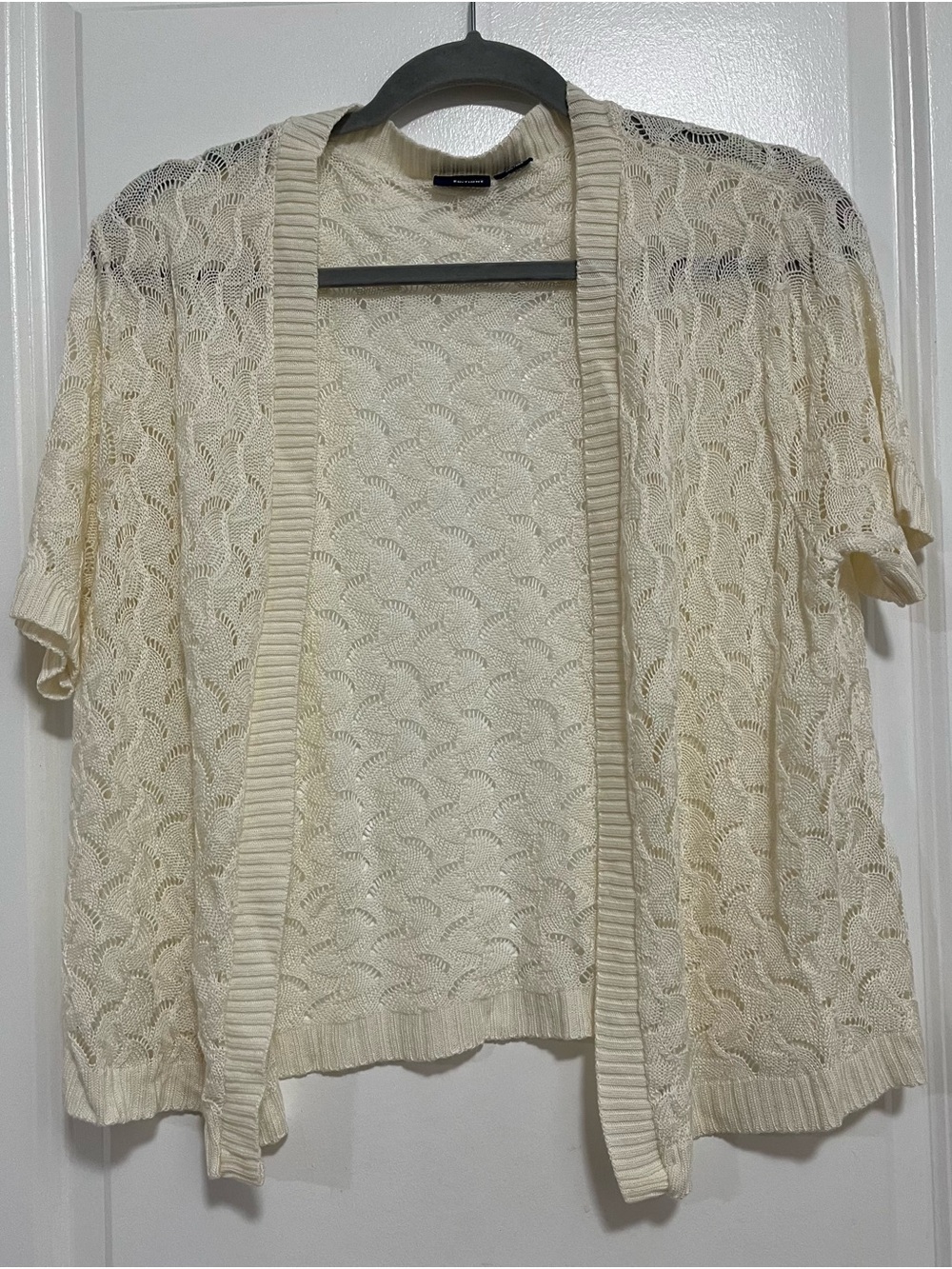 Basic Editions Cream Pointelle Open Knit Cardigan XXL Made in USA
